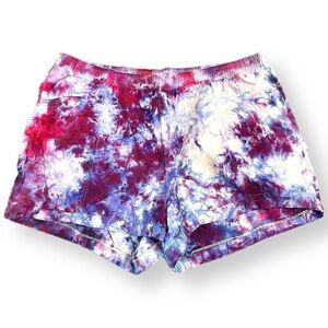 Tie dye 4XL shorts linen rayon pockets pink purple galaxy marble plus